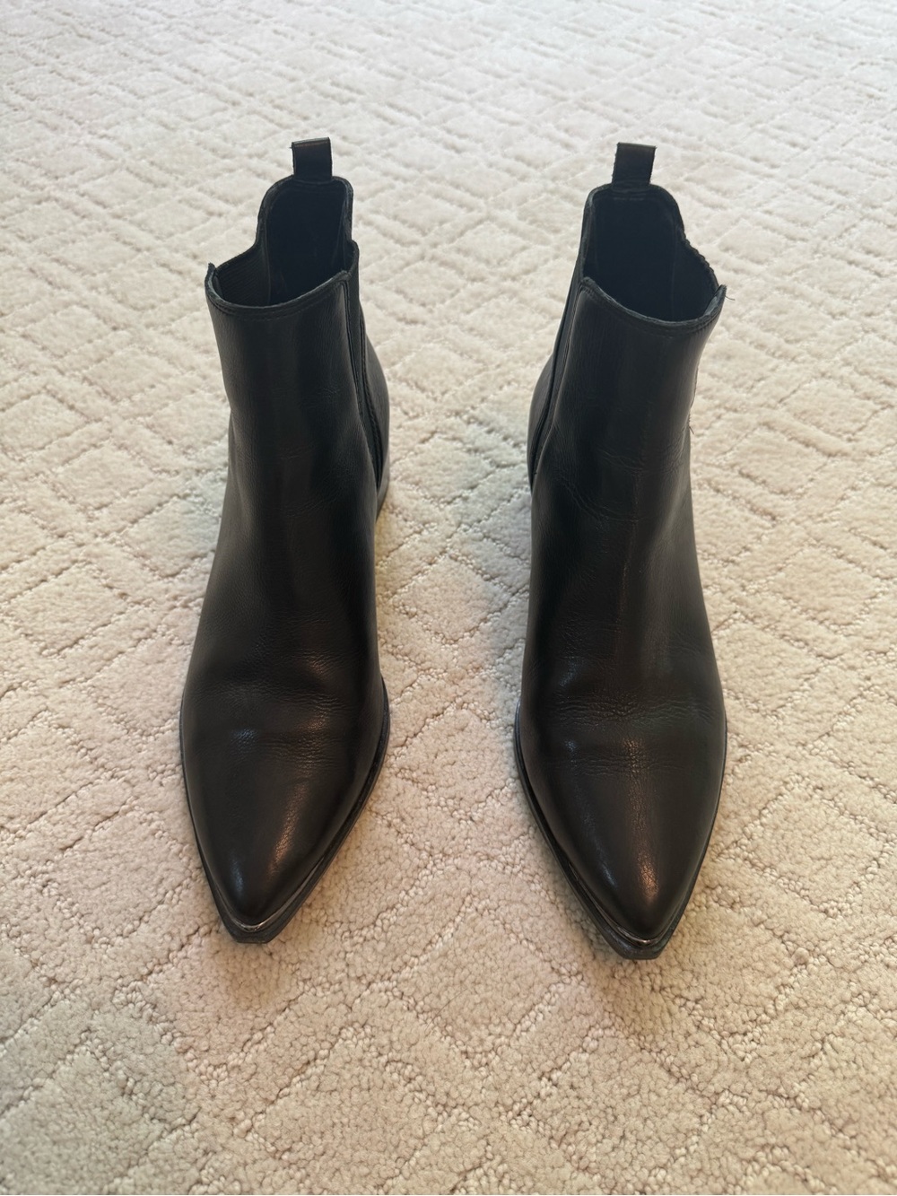 Marc Fisher Black Pointed-Toe Leather Ankle Booties